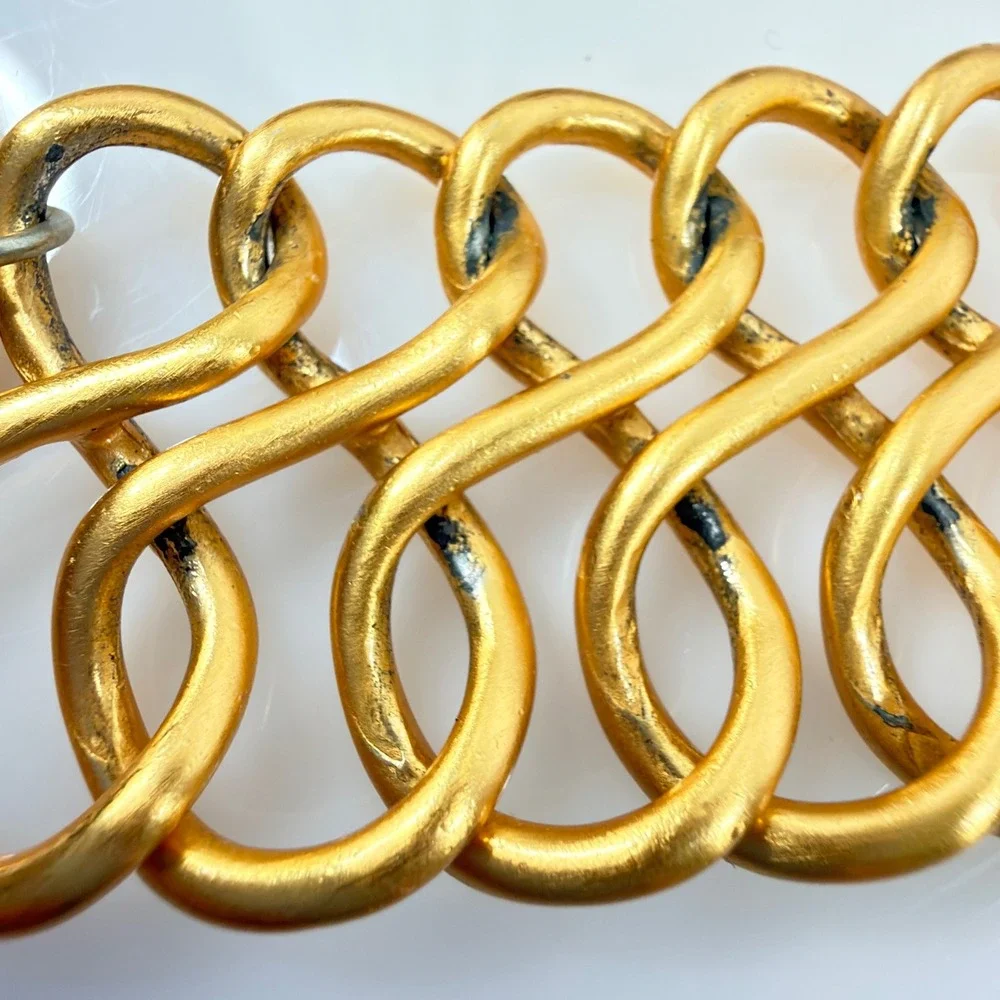 Vintage Anne Klein Necklace Chunky Gold Tone Bib Interlocking Figure 8 Links 17